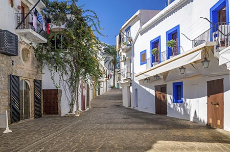 The beautiful white houses of Ibiza Town