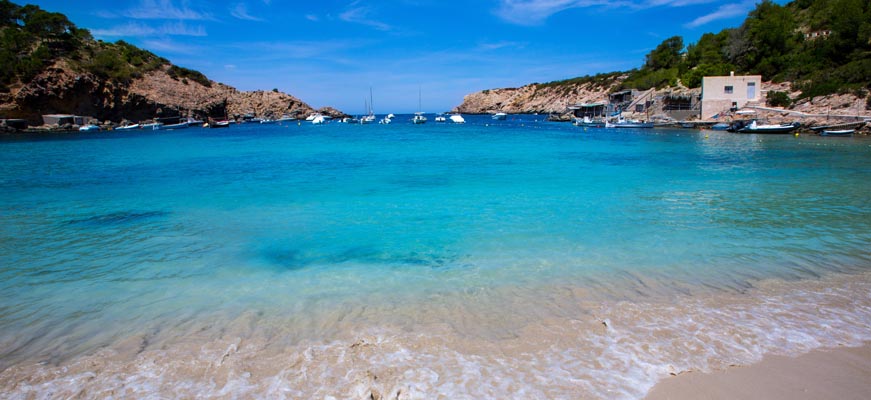 Cala Vadella beach loking out to sea