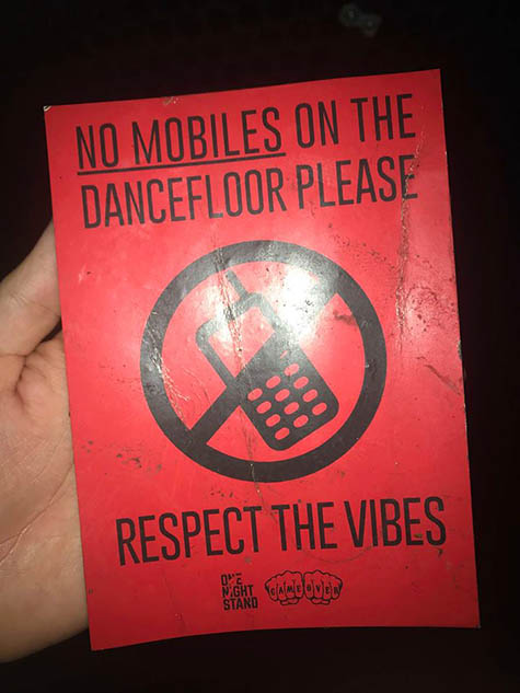 No mobiles on the dance floor